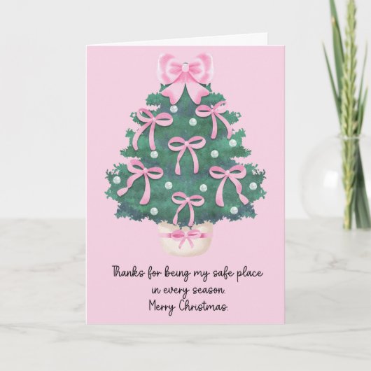 Moderne rosa Frohe Weihnachten gefaltet (Vorderseite)