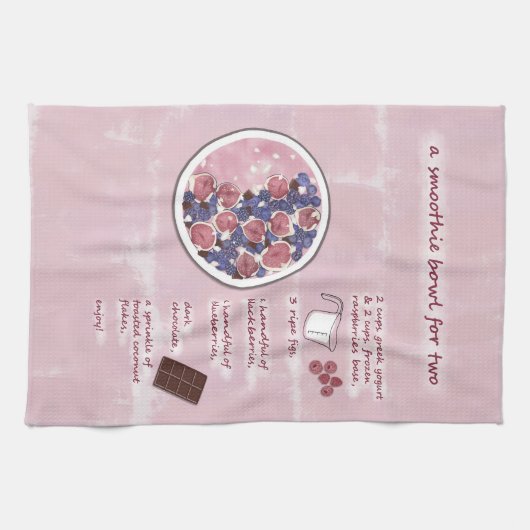 Moderne rosa Fruchtsmoothie Rezept Küche Geschirrtuch (Horizontal)