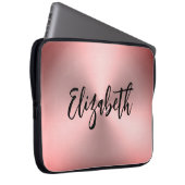 Moderne rosa gebürstete Metal Look Script Name Laptopschutzhülle (Vorne Rechts)