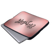 Moderne rosa gebürstete Metal Look Script Name Laptopschutzhülle (Vorne Knopf)