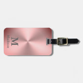 Moderne rosa gebürstete Metalle mit Namen und Mono Gepäckanhänger (Vorderseite horizontal)