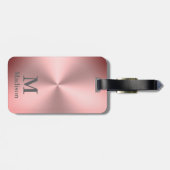 Moderne rosa gebürstete Metalle mit Namen und Mono Gepäckanhänger (Rückseite horizontal)