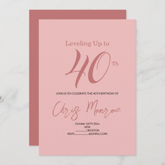 Moderne Rosa Geburtstagseinladung Einladung (Vorne/Hinten)