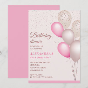 Moderne rosa Geburtstagsfeier 81. Geburtstag Einladung
