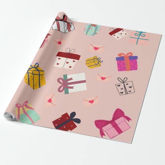 Moderne rosa Geburtstagsmädchen Geschenkpapier (Ungerollt)