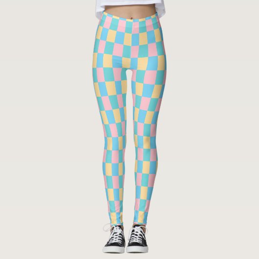 Moderne rosa gelb blaue grüne Vorlage Elegant Leggings (Vorderseite)