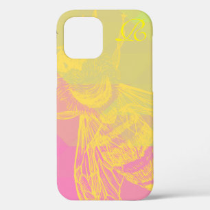 Moderne rosa Gelbe Biene und Monogramm Case-Mate iPhone Hülle