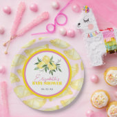 Moderne rosa gelbe Lemon Print Paper Teller (Party)