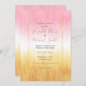 Moderne rosa gelbe Pinselstriche Ombre Einladung (Vorne/Hinten)