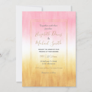 Moderne rosa gelbe Pinselstriche Ombre Einladung