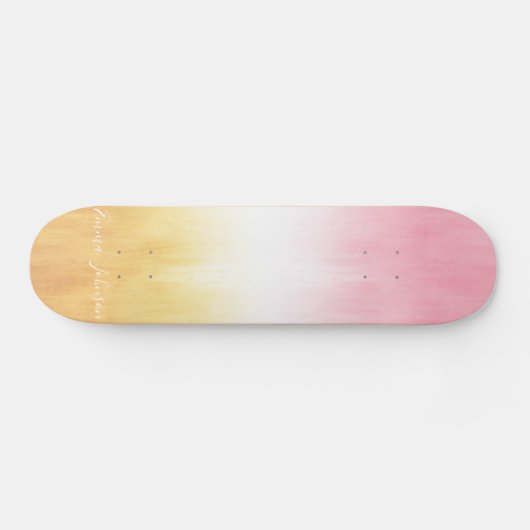 Moderne rosa gelbe Pinselstriche Ombre Skateboard (Horizontal)