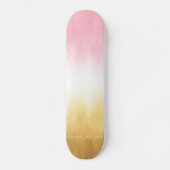 Moderne rosa gelbe Pinselstriche Ombre Skateboard (Vorderseite)
