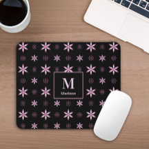 Moderne rosa geometrische florale Monogramm-Mauspa