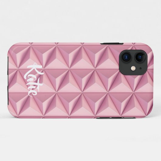 Moderne rosa geometrische Formen Volumen 3D Name Case-Mate iPhone Hülle (Rückseite (Horizontal))