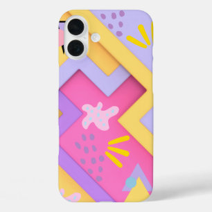 Moderne rosa geometrische Muster Mitte des Jahrhun iPhone 16 Plus Hülle