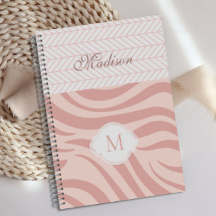 Moderne rosa geometrische Zebramonogramm-Trend Planer