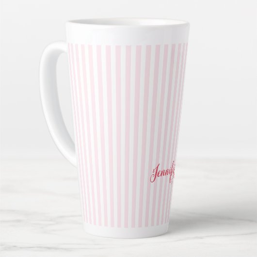 Moderne rosa gestreift Elegante Typografie Mit Mon Milchtasse (Linke Ecke)