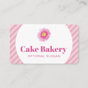 Moderne rosa gestreifte Bäckerei-Visitenkarte Visitenkarte