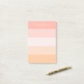 Moderne, rosa gestreifte Bezeichnung Postit Notes Post-it Klebezettel (Auf Schreibtisch)