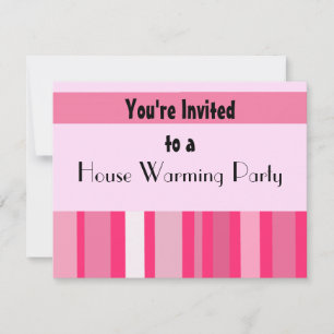 Moderne rosa gestreifte Einweihungsparty Einladung