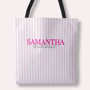 Moderne rosa gestreifte Schrift personalisierte Br Tasche