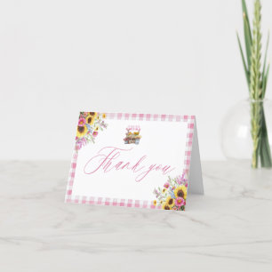 Moderne rosa Gingham frisch vom Markt Dankeskarte