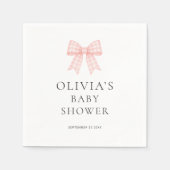 Moderne rosa Gingham-Schleife Baby Shower  Serviette (Vorderseite)