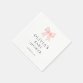 Moderne rosa Gingham-Schleife Baby Shower  Serviette (Ecke)