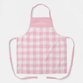 Moderne rosa Gingham-Skriptbezeichnung Schürze (Vorderseite)