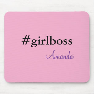 Moderne rosa Girl Boss & Name   Bestes girly-Mausp Mousepad