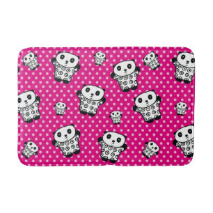 Moderne rosa girly Kawaii süße Panda-Bär Polka-Pun Badematte