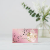 Moderne rosa Glitzer Balloons Business Card Visitenkarte (Stehend Vorderseite)