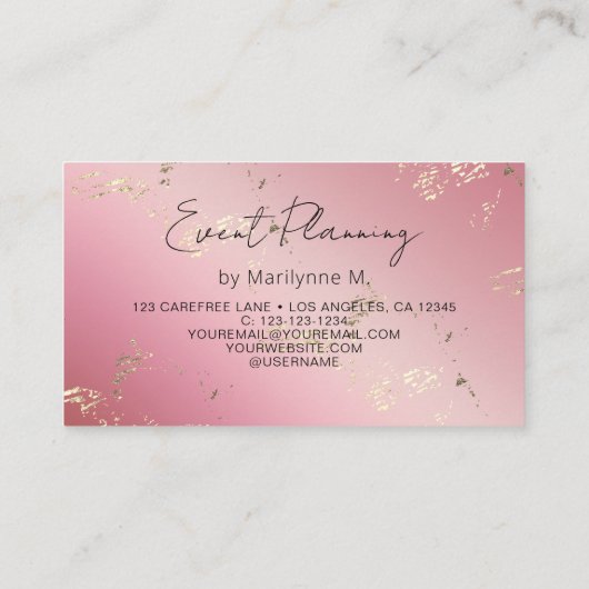 Moderne rosa Glitzer Balloons Business Card Visitenkarte (Rückseite)
