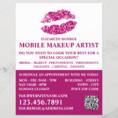 Moderne rosa Glitzer Lips, Makeup Artist Advert Flyer (Vorne)