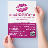 Moderne rosa Glitzer Lips, Makeup Artist Advert Flyer (Hand)