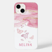 Moderne rosa Glitzer mit Monogramm Case-Mate iPhone Hülle (Rückseite)