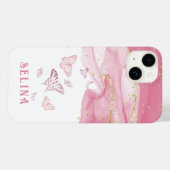 Moderne rosa Glitzer mit Monogramm Case-Mate iPhone Hülle (Rückseite (Horizontal))