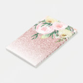 Moderne rosa Glitzer & Pasta Blume Sparkle Geschen Post-it Klebezettel (angewinkelt)