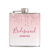Moderne rosa Glitzer Tropfen Bridesmaid Flachmann (Vorderseite)