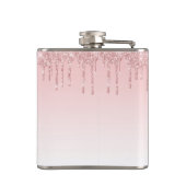 Moderne rosa Glitzer Tropfen Bridesmaid Flachmann (Rückseite)