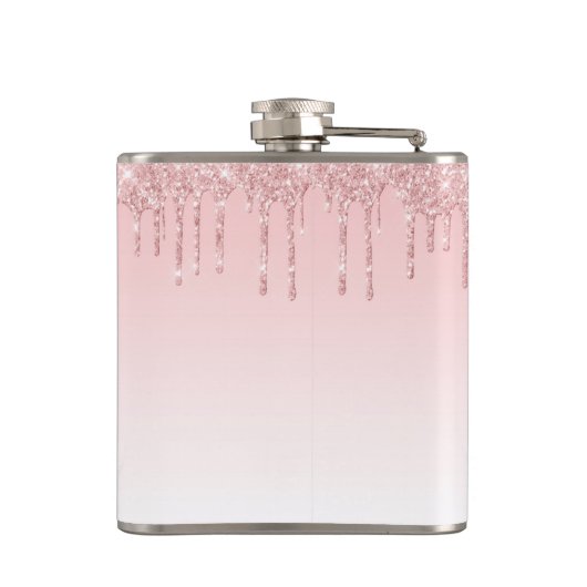 Moderne rosa Glitzer Tropfen Bridesmaid Flachmann (Rückseite)