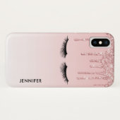 Moderne rosa Glitzer Tropfen & Eyelashes Case-Mate iPhone Hülle (Rückseite (Horizontal))