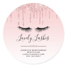 Moderne Rosa Glitzer Tropfen & Eyelashes