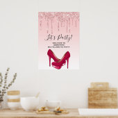Moderne rosa Glitzer Tropfen & Heelse Bachelorette Poster (Küche)