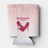 Moderne rosa Glitzer Tropfen & High Heels Bridesma Dosenkühler (Rückseite)