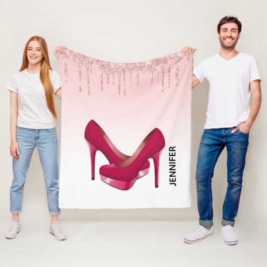 Moderne rosa Glitzer-Tropfen & High Heels Fleecedecke (Beispiel)