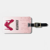 Moderne rosa Glitzer-Tropfen & High Heels Gepäckanhänger (Vorderseite horizontal)