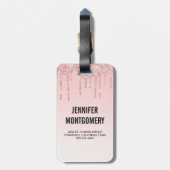 Moderne rosa Glitzer-Tropfen & High Heels Gepäckanhänger (Rückseite vertikal)