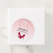 Moderne rosa Glitzer-Tropfen & High Heels Geschenkanhänger (Beispiel)