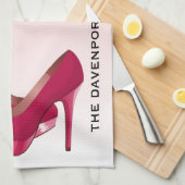 Moderne rosa Glitzer-Tropfen & High Heels Geschirrtuch (Viertel Falte)